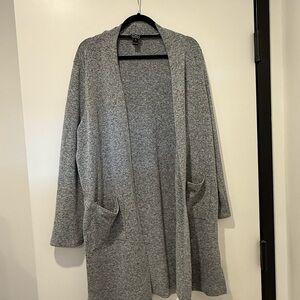 CLARA SUNWOO Heather Gray Open-Front Long Cardigan